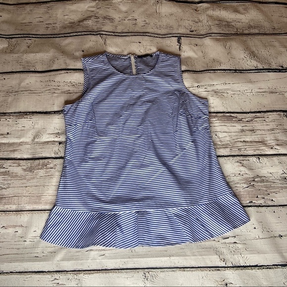 Tommy Hilfiger Striped Peplum Sleeveless Top - Picture 1 of 7